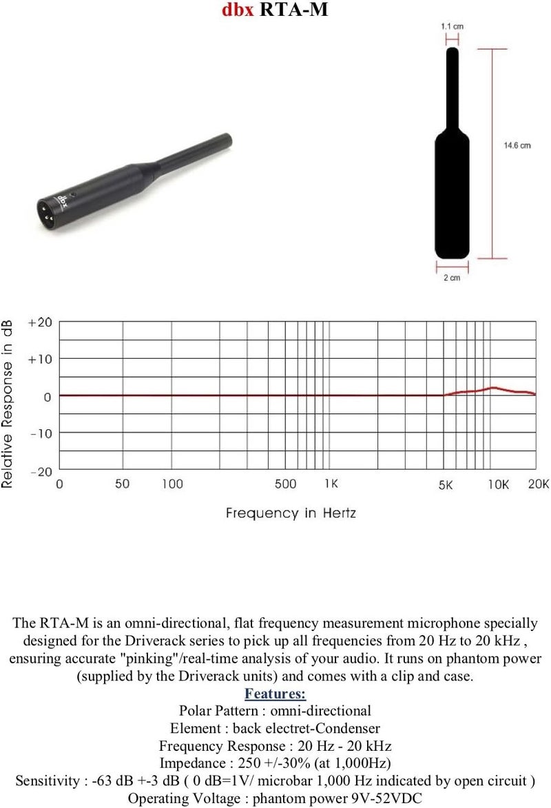 DBX RTA-M Reference Microphone with Omni-Directional Polar Pattern - Image 2
